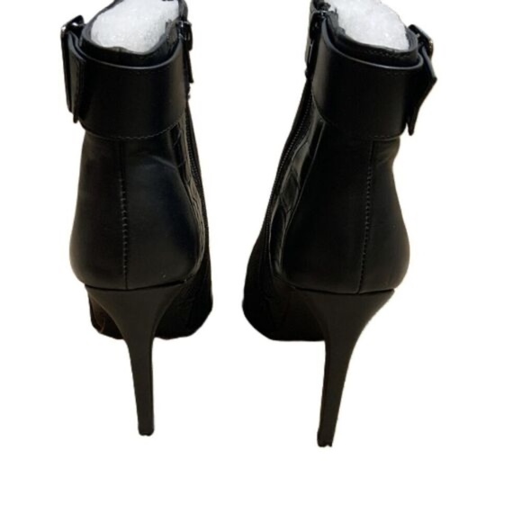 Tori Stiletto Boots Pointed Toe Glossy Croc Panel Zipper Black Women’s 7.5 NWT - Picture 9 of 14